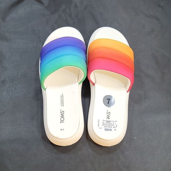 BRAND NEW TOMS ALPHARETTA MALLOW SLIDE WOMEN'S RAINBOW SHOES CASUAL SAN… - Picture 9 of 16